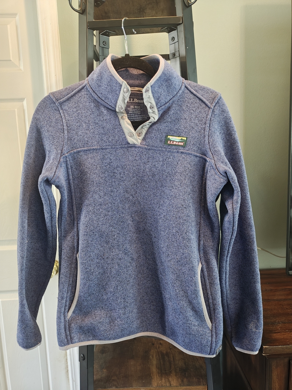 L.L. Bean Men's Heather Blue Zip-Style Fleece Pullover